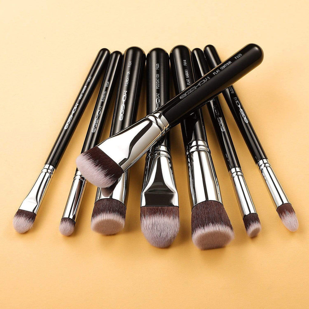 8 PCS SCULPT AND BLEND BRUSH KIT - BRIGHT SILVER